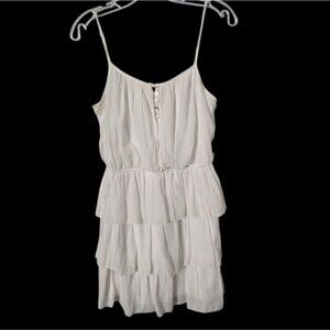 Lily Rose White Tiered Sleeveless Dress Size S Polyester Rayon Summer Dress
